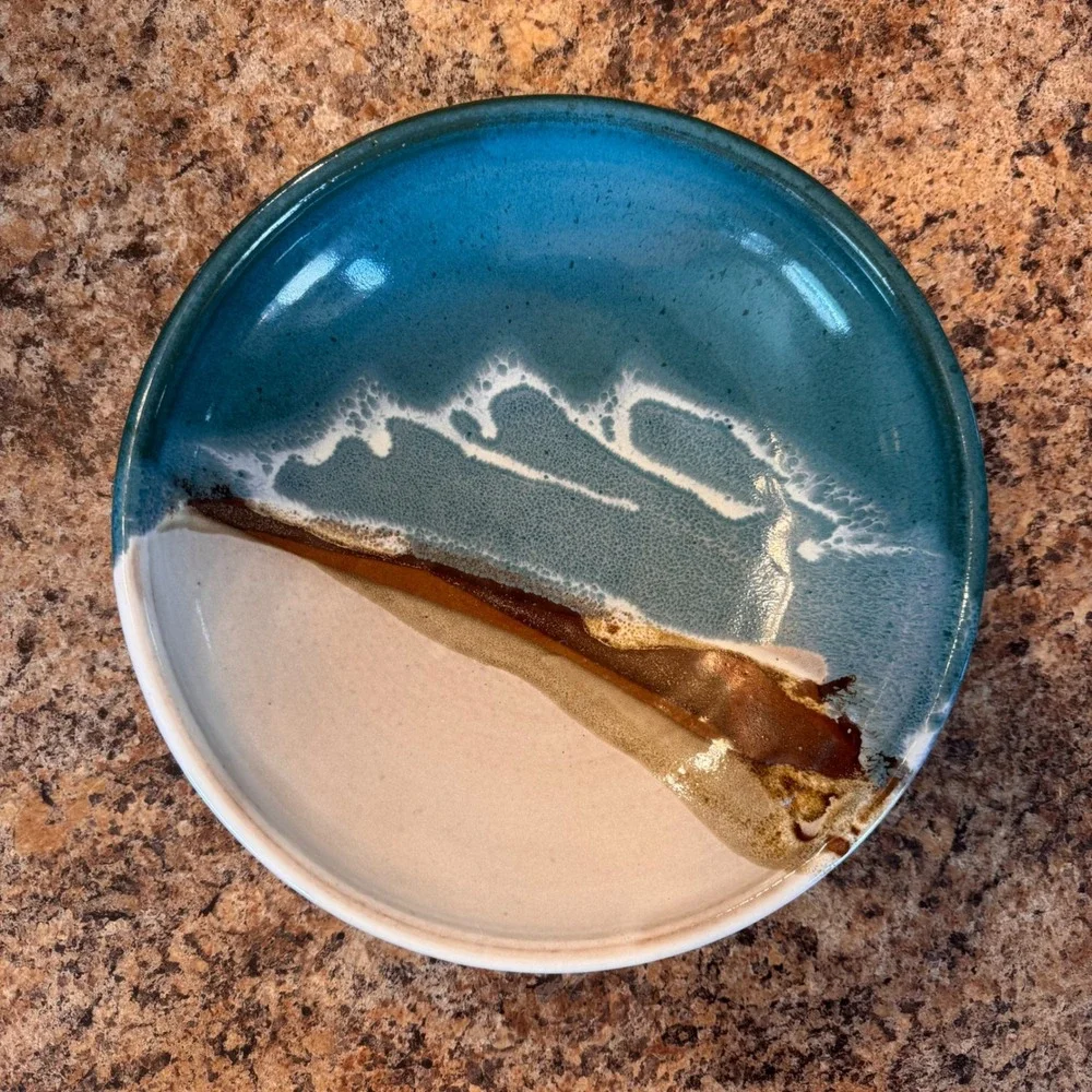 Modern Coastal Ocean Beach Art Decor Bowl Unique Handmade Pottery Abstract 10